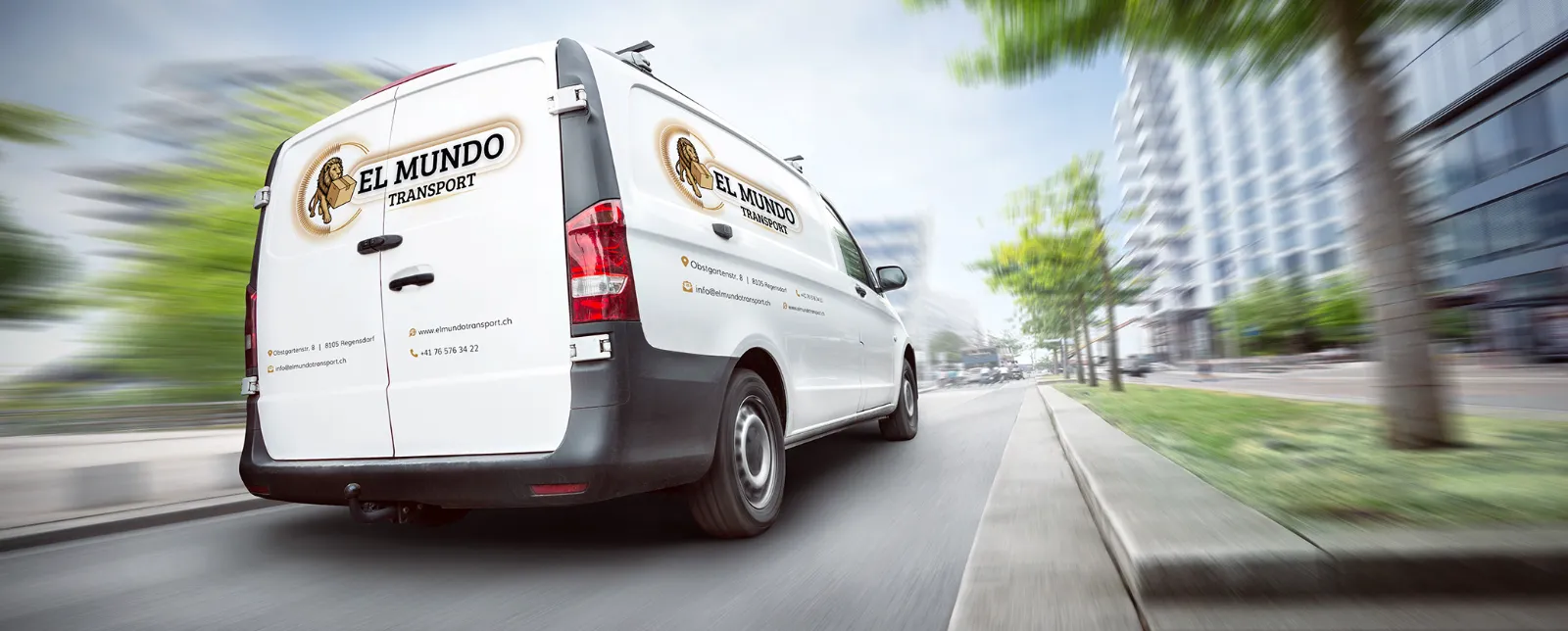Lieferwagen von EL MUNDO TRANSPORT unterwegs nach Opfikon
