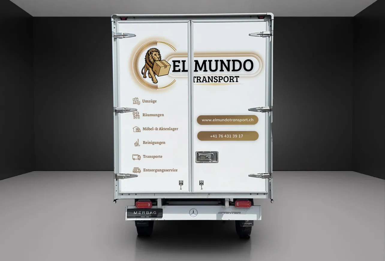 Umzugsfahrzeug von EL MUNDO TRANSPORT von hinten